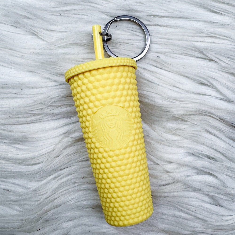 Starbucks Korea Summer 2022 Studded Keychain Ornament Bag Charm Matte Yellow NEW